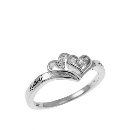 Two Hearts Promise Ring in 925 Sterling Silver