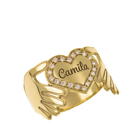 Inlay Heart Ring in 18K Gold Plating