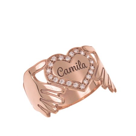 Inlay Heart Ring in 18K Rose Gold Plating