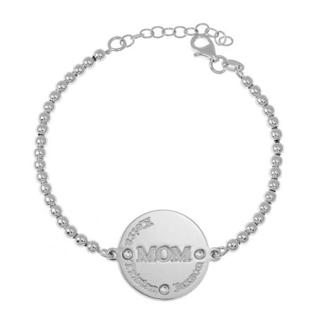 MoM Disc Bead Names Bracelet in 925 Sterling Silver