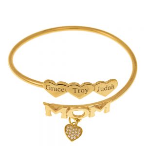 Mom Flex Bracelet With Hearts gold