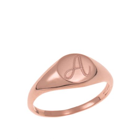 Oval Signet Initial Ring in 18K Rose Gold Plating