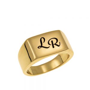 Two Initials Signet Ring gold