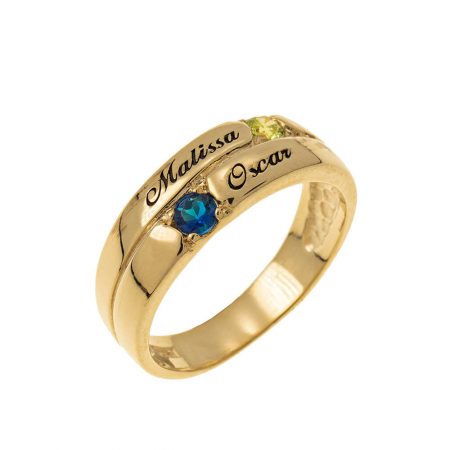 2 Stones Mother Ring in 18K Gold Plating