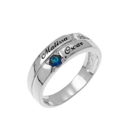 2 Stones Mother Ring in 925 Sterling Silver
