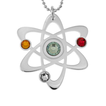 Atom Necklace with Birthstones in 925 Sterling Silver