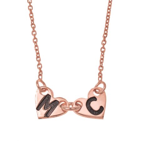Heart Initial Necklace in 18K Rose Gold Plating