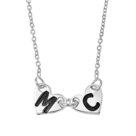 Heart Initial Necklace in 925 Sterling Silver