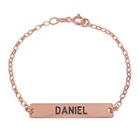 Dainty Bar Name Bracelet in 18K Rose Gold Plating