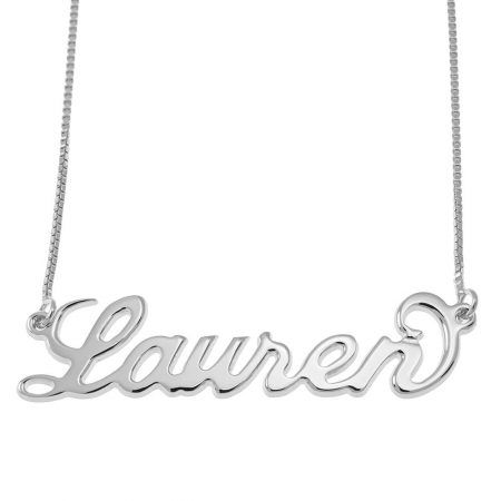 Carrie Name Necklace cursive script in 925 Sterling Silver