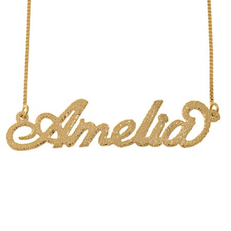 Carrie Sparkling Name Necklace with Box Chain in 18K Gold Plating