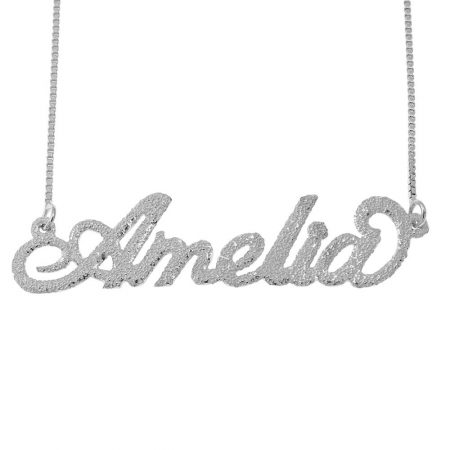 Carrie Sparkling Name Necklace with Box Chain in 925 Sterling Silver