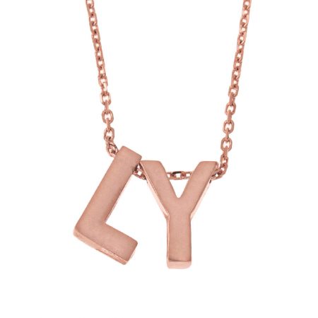 Initial Charms Necklace in 18K Rose Gold Plating