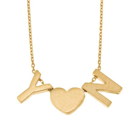 Heart and Initial Necklace in 18K Gold Plating