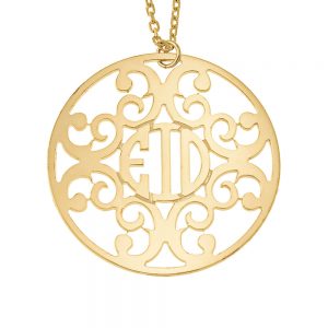 Circle Decorated Monogram Necklace gold