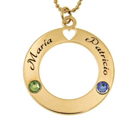 Circle of Love Necklace with Birthstones in 18K Gold Plating