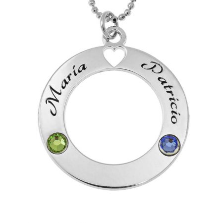 Circle of Love Necklace with Birthstones in 925 Sterling Silver