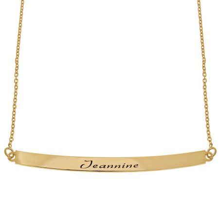 Curved Name Plate Necklace in 18K Gold Plating