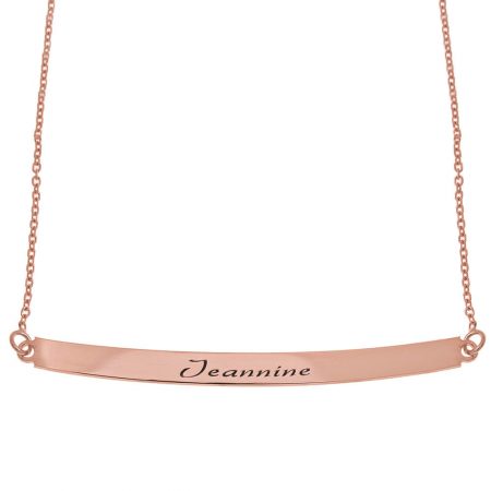 Curved Name Plate Necklace in 18K Rose Gold Plating