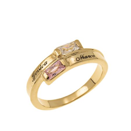 Custom Wrap Promise Ring with Birthstones in 18K Gold Plating