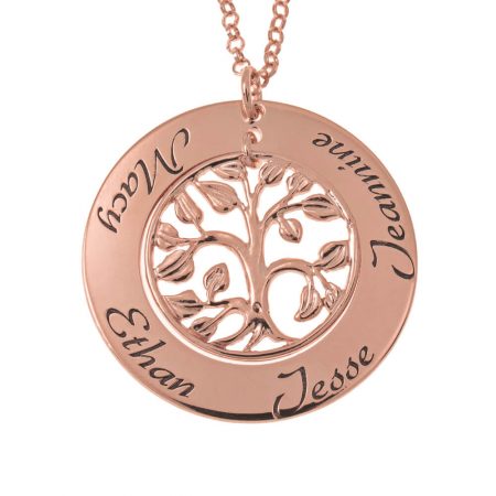 Personalized Cut Out Family Tree Names in 18K Rose Gold Plating
