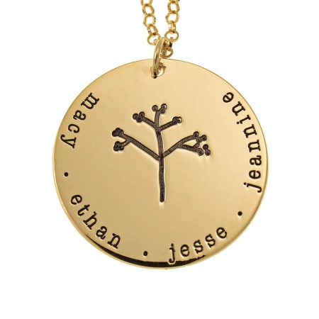 Personalized Disc Family Tree Necklace in 18K Gold Plating