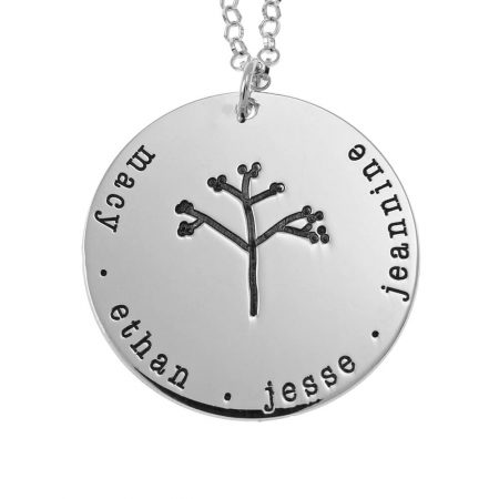 Personalized Disc Family Tree Necklace in 925 Sterling Silver