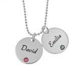 Mother's Two Disc and Birthstone Necklace