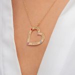 Personalized Family Heart Pendant with Names and Birthstones-2