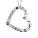 Personalized Family Heart Pendant with Names and Birthstones