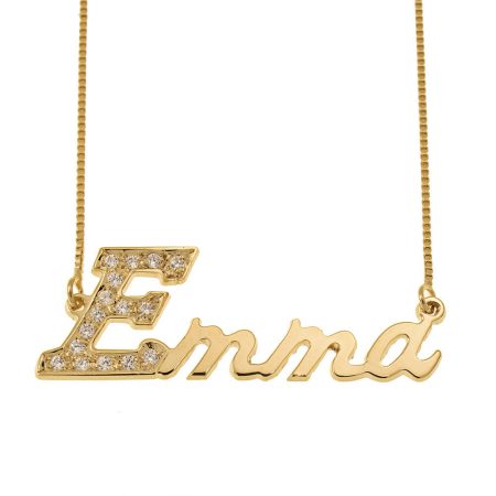 Personalized Inlay First Letter Name Necklace in 18K Gold Plating