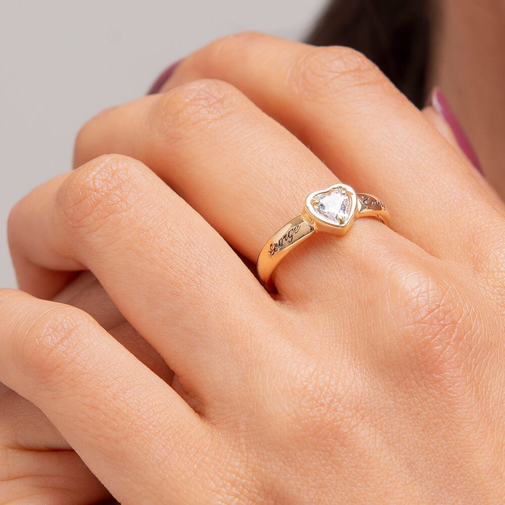 Gemstone Heart Promise Ring with Engraving-2