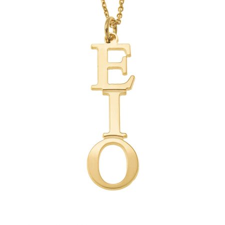 Vertical Initial Necklace in 18K Gold Plating