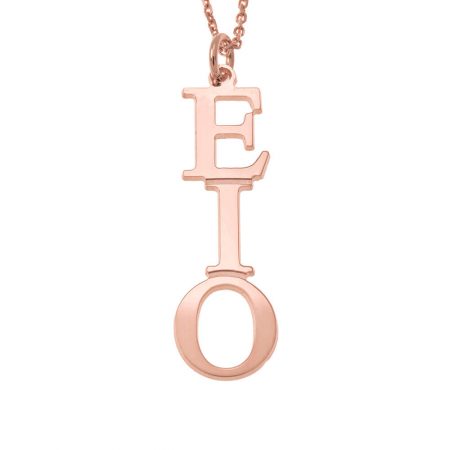 Vertical Initial Necklace 925 in 18K Rose Gold Plating