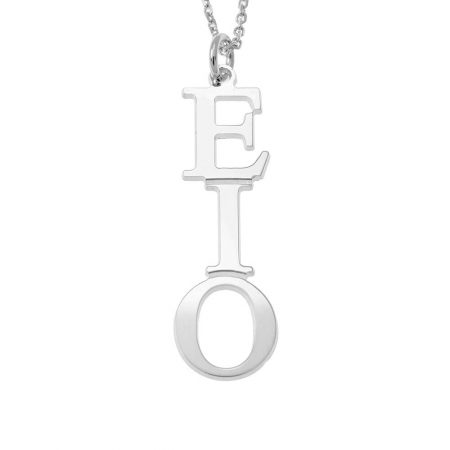 Vertical Initial Necklace in 925 Sterling Silver