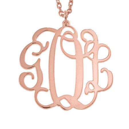 Personalized Hanging Monogram Necklace in 18K Rose Gold Plating