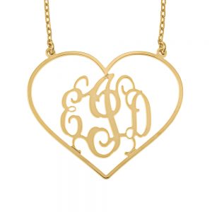 Heart Shape Monogram Necklace gold