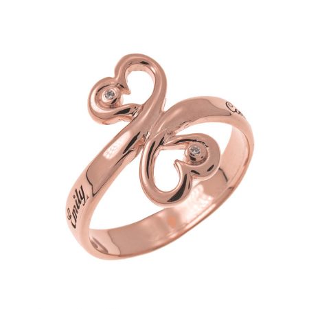 Heart to Heart Promise Ring in 18K Rose Gold Plating