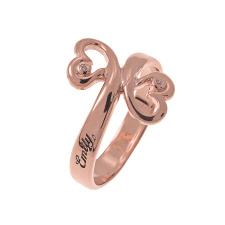 Heart to Heart Promise Ring-1 in 18K Rose Gold Plating