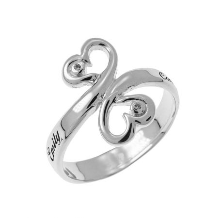 Heart to Heart Promise Ring in 925 Sterling Silver
