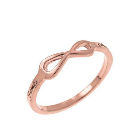 Infinity Love Ring with Engraving in 18K Rose Gold Plating