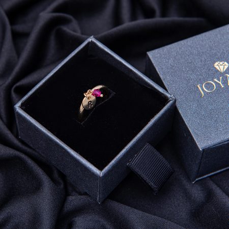 Initial Disc Charm Ring with Birthstone-3