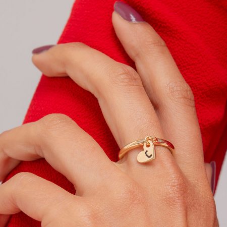 Initial Heart Charm Ring-2