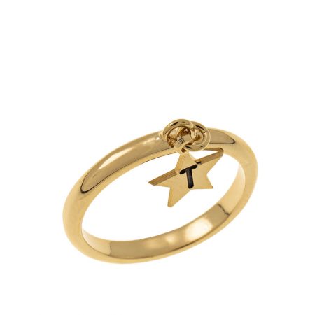 Initial Star Charm Ring in 18K Gold Plating