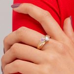 Inlay Double Heart Birthstone Ring-2