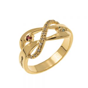 Inlay Infinity Ring with Birthstones gold
