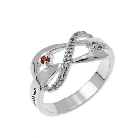 Inlay Infinity Ring with Birthstones in 925 Sterling Silver
