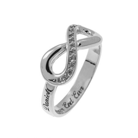Inlay Infinity Ring with Engraving-1 in 925 Sterling Silver