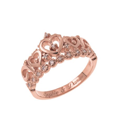 Inner Engraving Crown Ring in 18K Rose Gold Plating