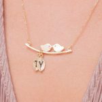 Love Birds Necklace With Leaves-2